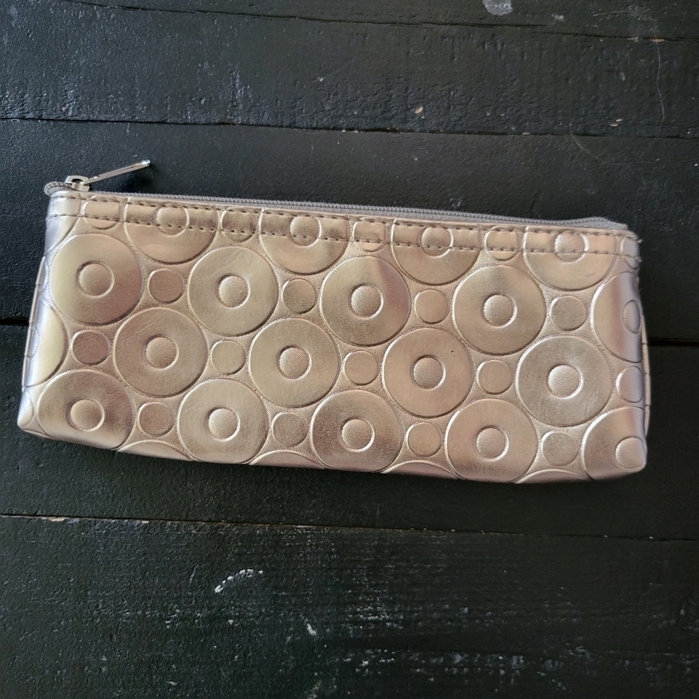 Trendies Metallic Rose Gold Sunglass Case Sunglasses Bag Circle Pattern